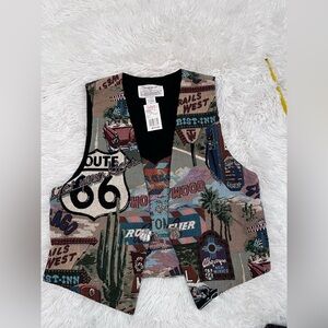 Vintage 90s Route 66 Tapestry Vest Womens Size Large